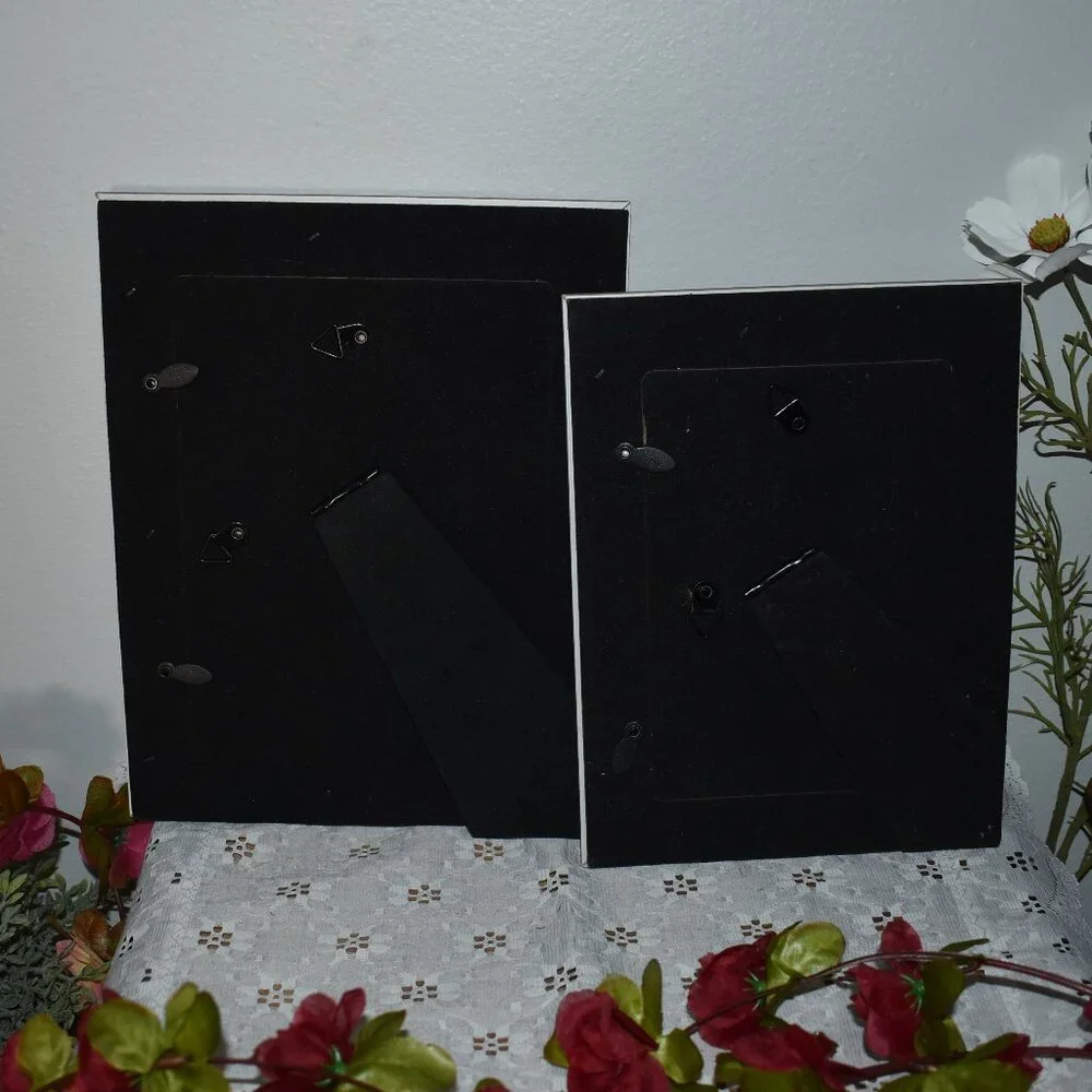 Vintage Rustic Country Farmhouse Distressed Wood Picture Frame 2pc Set